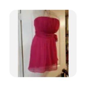Max and Cleo Womens Chiffon Dress Size 14 Fuschia Pink Strapless Prom Evening
